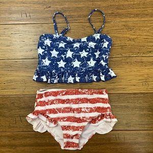 Girls two piece bathing suit size XL 5-6
